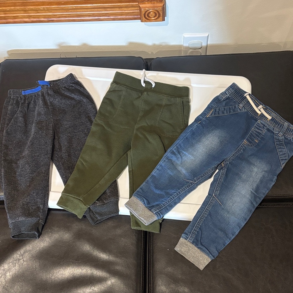 Kids Jogger Pants Set - Gray, Green, and Blue